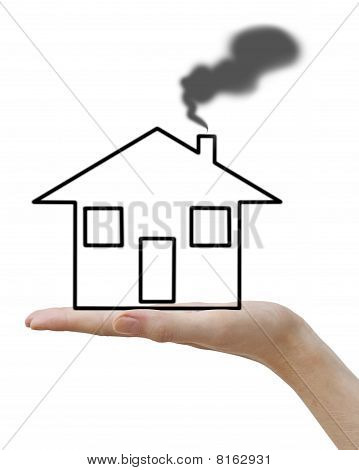 Hand mit schwarzen Konzept hause