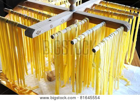 Homemade pasta with egg and flour