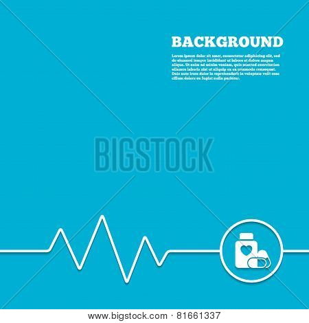 Medical heart pills bottle sign icon. Drugs.