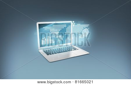 Laptop with charts and graphs