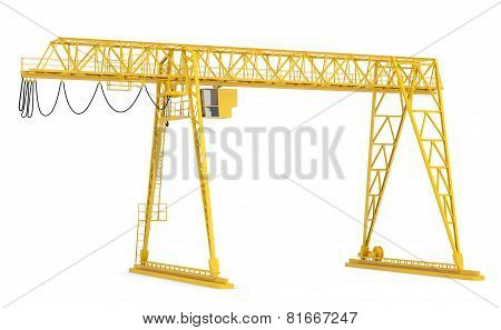Yellow gantry bridge crane, half-turn