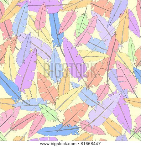 Color pastel seamless feather pattern