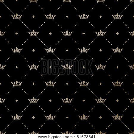 Seamless vector gold pattern with king crowns