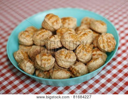 Group Of Fresh Traditional Hungarian Country Food Homemade Pogacsa