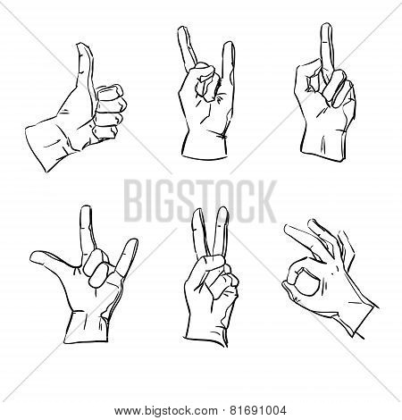 Vector hands in different interpretations