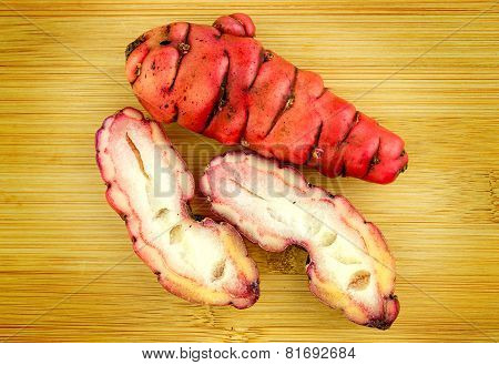 Cross Sections Of Pink Oca New Zealand Yams Aerial Shot