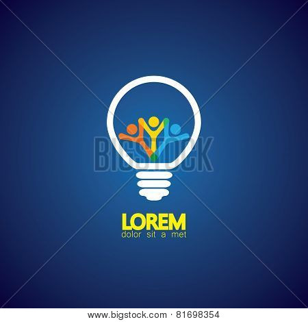 Vector Icon Of Happy People & Light Bulb