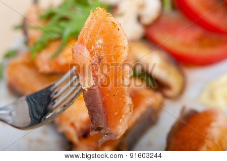 Grilled Samon Filet With Vegetables Salad