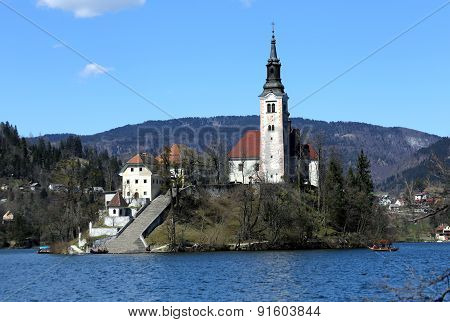 Church On The Island Of Lake Bled In Slovenia