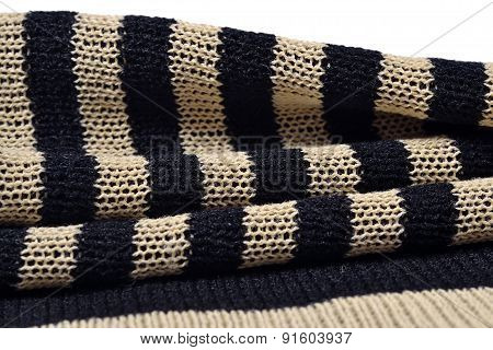 Stack Of Striped Knitted Fabric