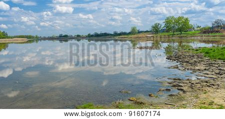 Landscape with lake Kozachy Liman in Chernetchina village central Ukraine