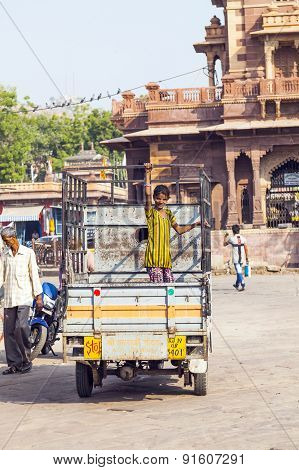 People On A Lorry At The Sadar Market At The Clocktower
