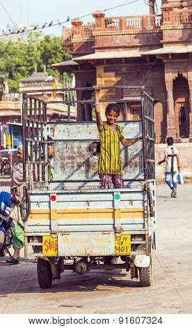 People On A Lorry At The Sadar Market At The Clocktower