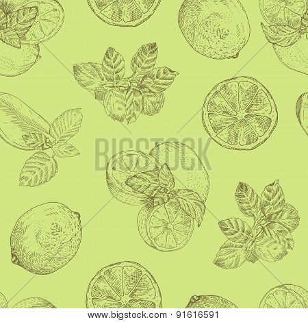 Lime and mint seamless pattern