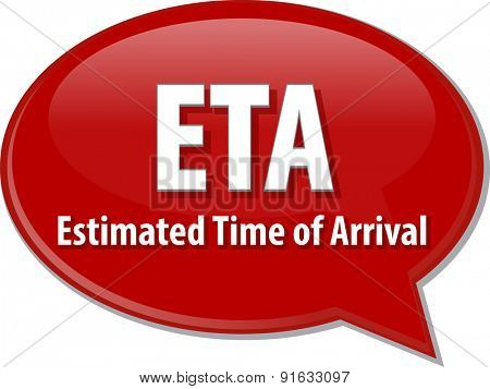 word speech bubble illustration of business acronym term ETA Estimated Time of Arrival