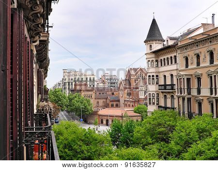 View into  residential Eixample district, Barcelona, Spain