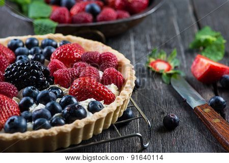 Homemade Tart With Fresh Berries Summer Fruit