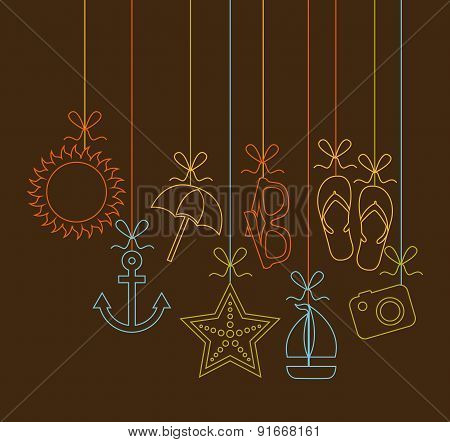 Summer design over brown background vector illustration