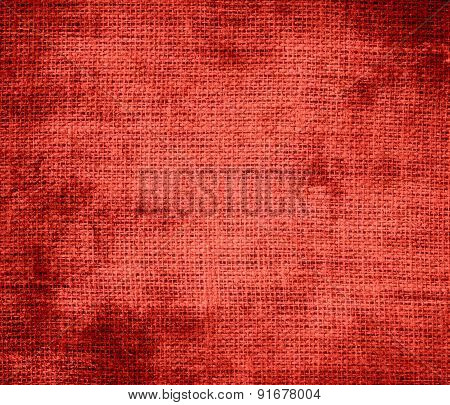 Grunge background of cinnabar burlap texture