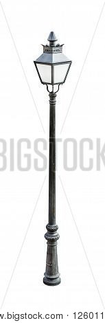 Old street lamp isolated on white background.