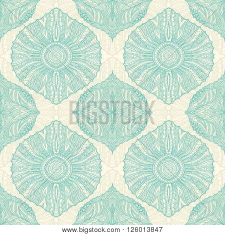 Seamless pattern in  Zen doodle or  Zen tangle  style light blue beige for wallpaper or for decorate package clothes  or different things