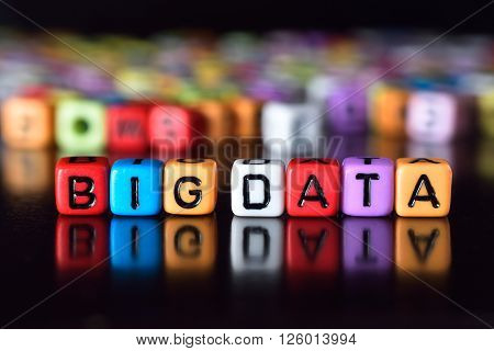 Big Data word on colorful dice with reflection