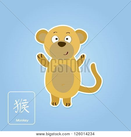 Stock vector icons with monkey and chinese zodiac sign  for your design