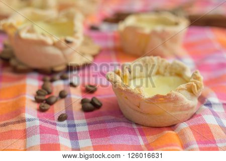 Homemade traditional portugal dessert of eggs and cream pasteis de nata
** Note: Shallow depth of field