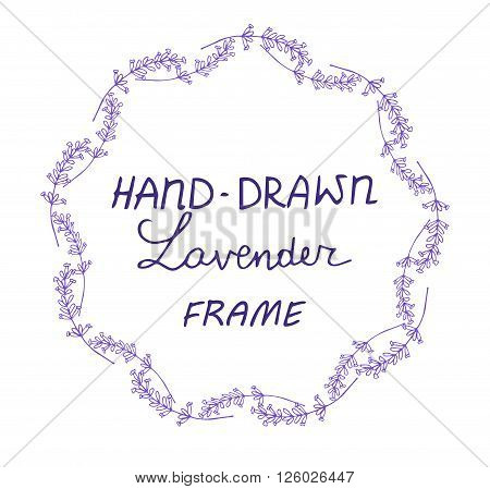lavander frame hand drawn  with ribbons on white