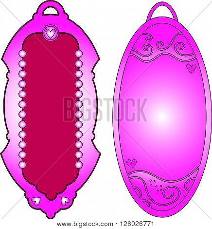 Bautiful pink and white tags or labels isolated over white background