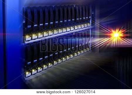 data center modern disk storage perspective closeup