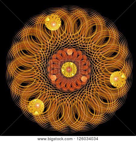 Incredible exotic pattern of rings and spheres. Microcosm. Mysterious psychedelic relaxation wallpaper. Sacred geometry. Fractal abstract pattern. Digital artwork creative graphic design.