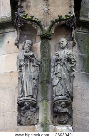 TUBINGEN, GERMANY - OCTOBER 21: Saint Paul and Saint Peter, Collegiate Church of St. George in Tubingen, Germany on October 21, 2014.