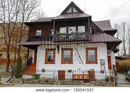 ZAKOPANE POLAND - MARCH 07 2016: Made of wood approx. 1905 the family home of Bronislaw Czech (1908-1944) 24 times Polish champion in ski competitions nowadays the Memorial Chamber