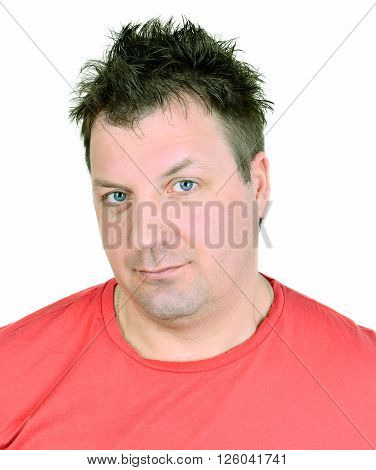 unhappy the offended young man over white background