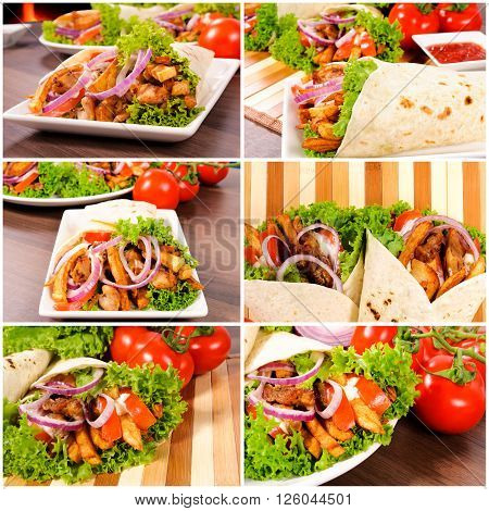 Image of gyros pita with fresh vegetables