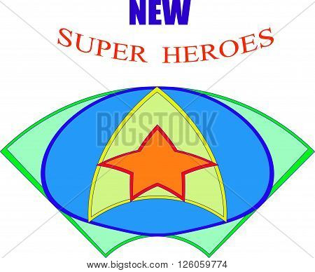A new mark of four colored superhero. Background with the words - stock vector.