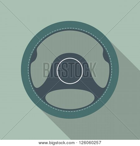 Car steering wheel vector icon flat symbol. Automobile steering wheel icon in flat style with long shadow. Auto steering wheel flat icon. Car steering wheel icon flat design element. EPS10 vector.