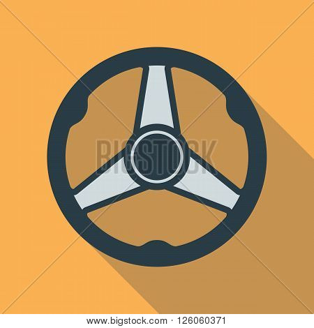 Car steering wheel vector icon flat symbol. Automobile steering wheel icon in flat style with long shadow. Auto steering wheel flat icon. Car steering wheel icon flat design element. EPS10 vector.