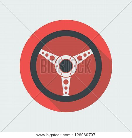 Car steering wheel vector icon flat symbol. Automobile steering wheel icon in flat style with long shadow. Auto steering wheel flat icon. Car steering wheel icon flat design element. EPS10 vector.