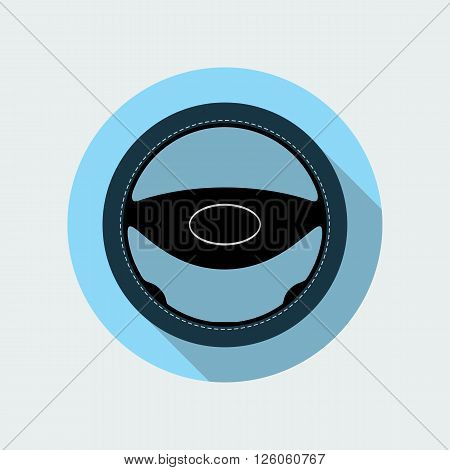 Car steering wheel vector icon flat symbol. Automobile steering wheel icon in flat style with long shadow. Auto steering wheel flat icon. Car steering wheel icon flat design element. EPS10 vector.
