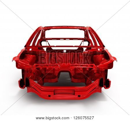 Red Back Body Car With No Wheel 3D Illustration