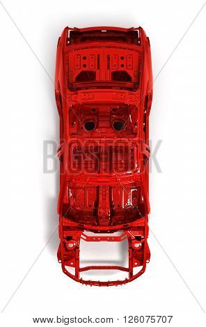 Red Back Body Car With No Wheel Isolated On White 3D Illustration