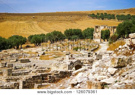 Dougga Roman Ruins. Unesco World Heritage Site in Tunisia.