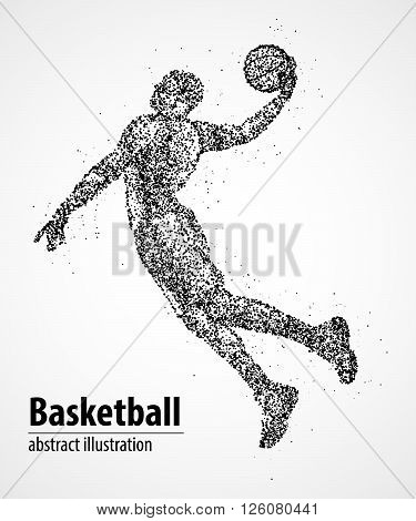 Abstract basketball player in jump from the black circles. Vector illustration.