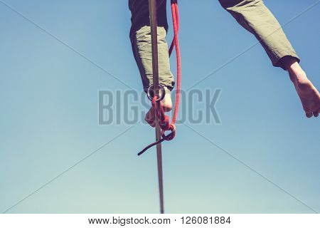 Slacklining is a practice in balance