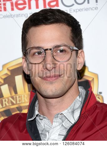LOS ANGELES - APR 12:  Andy Samberg arrives to the CinemaCon 2016: Warner Bros. 