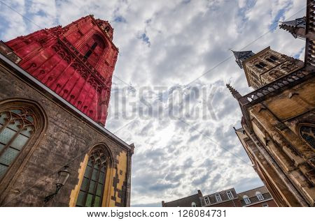 St. Johns and St. Servatius at Vrijthof Square in Maastricht Netherlands