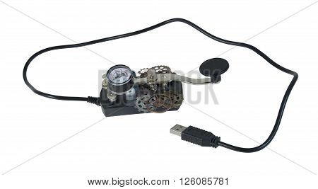USB Morse Code telegraph key used as a communication device - path included