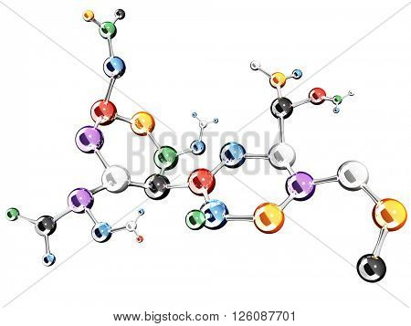 Abstract molecular structure. Isolated on white background